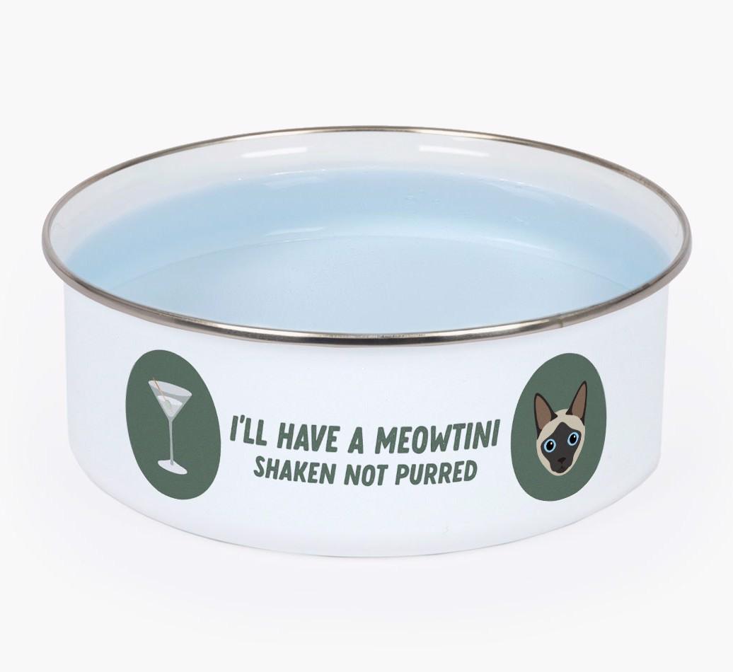 Meowtini: Personalized {breedFullName} Enamel Cat Bowl