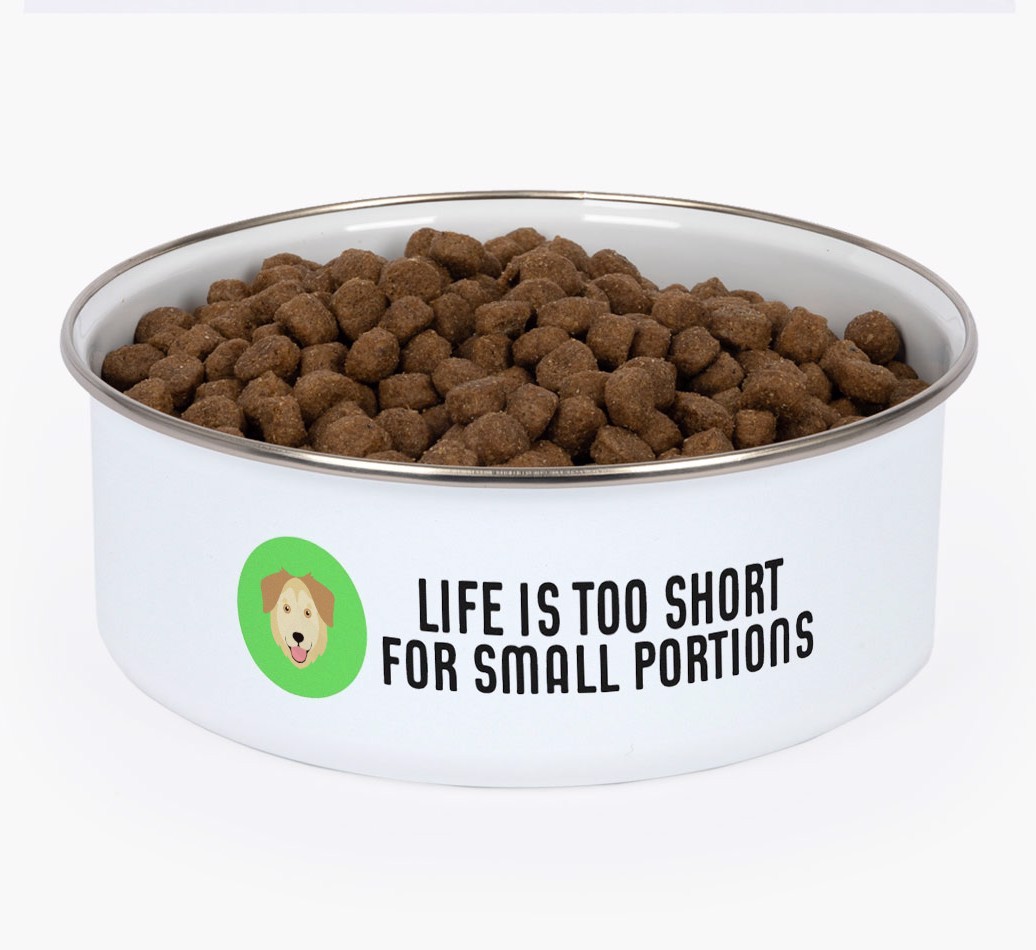 Life Is Too Short: Personalised {breedFullName} Enamel Dog Bowl