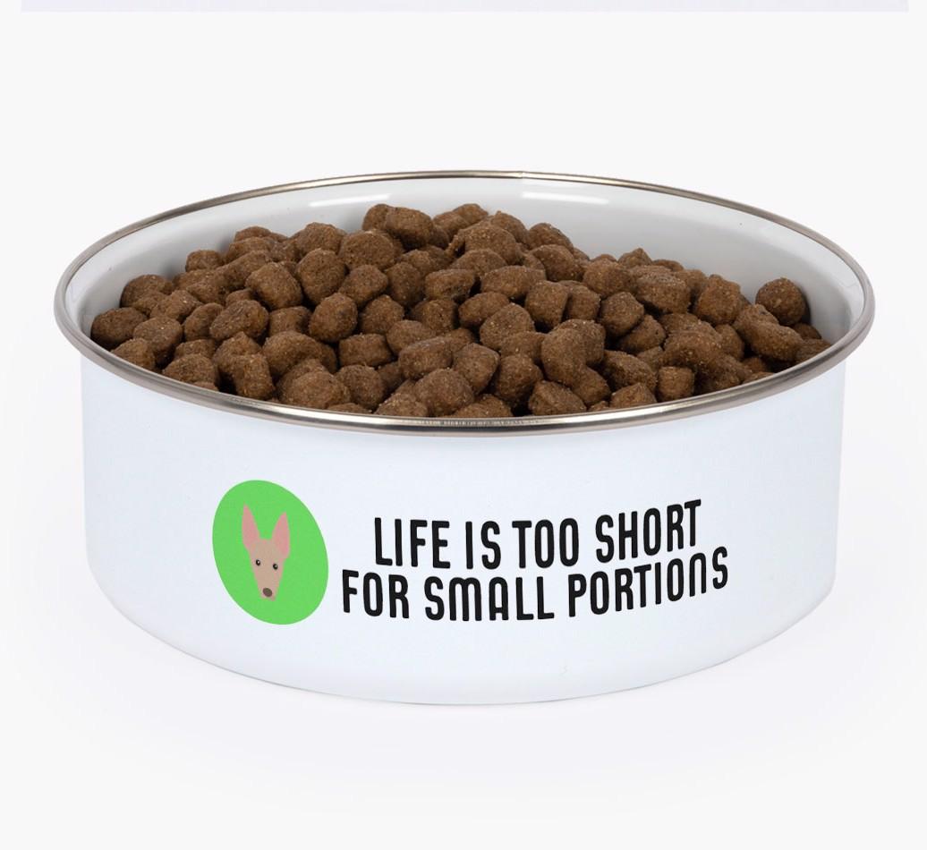 Life Is Too Short: Personalized {breedFullName} Enamel Dog Bowl
