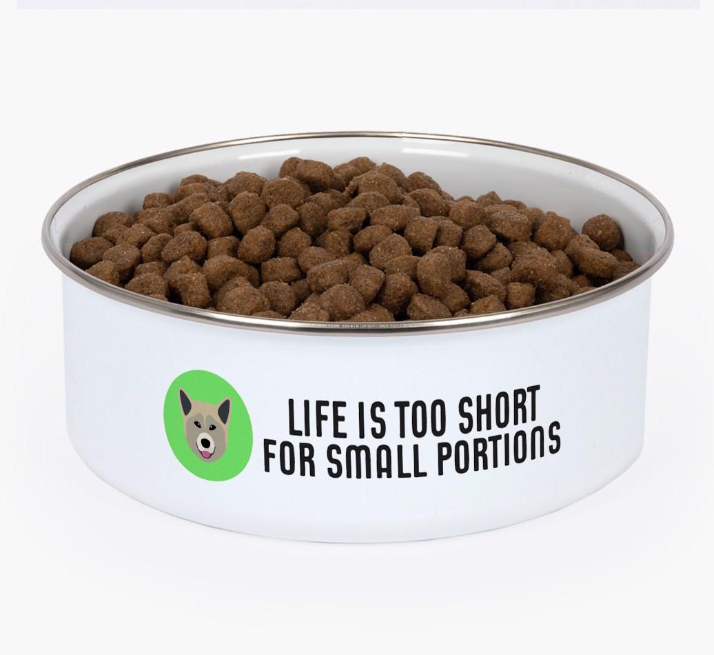 Life Is Too Short: Personalized {breedFullName} Enamel Dog Bowl