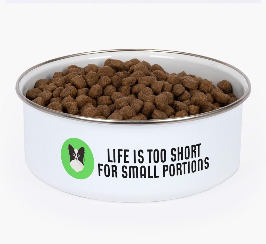 Life Is Too Short: Personalized {breedFullName} Enamel Dog Bowl