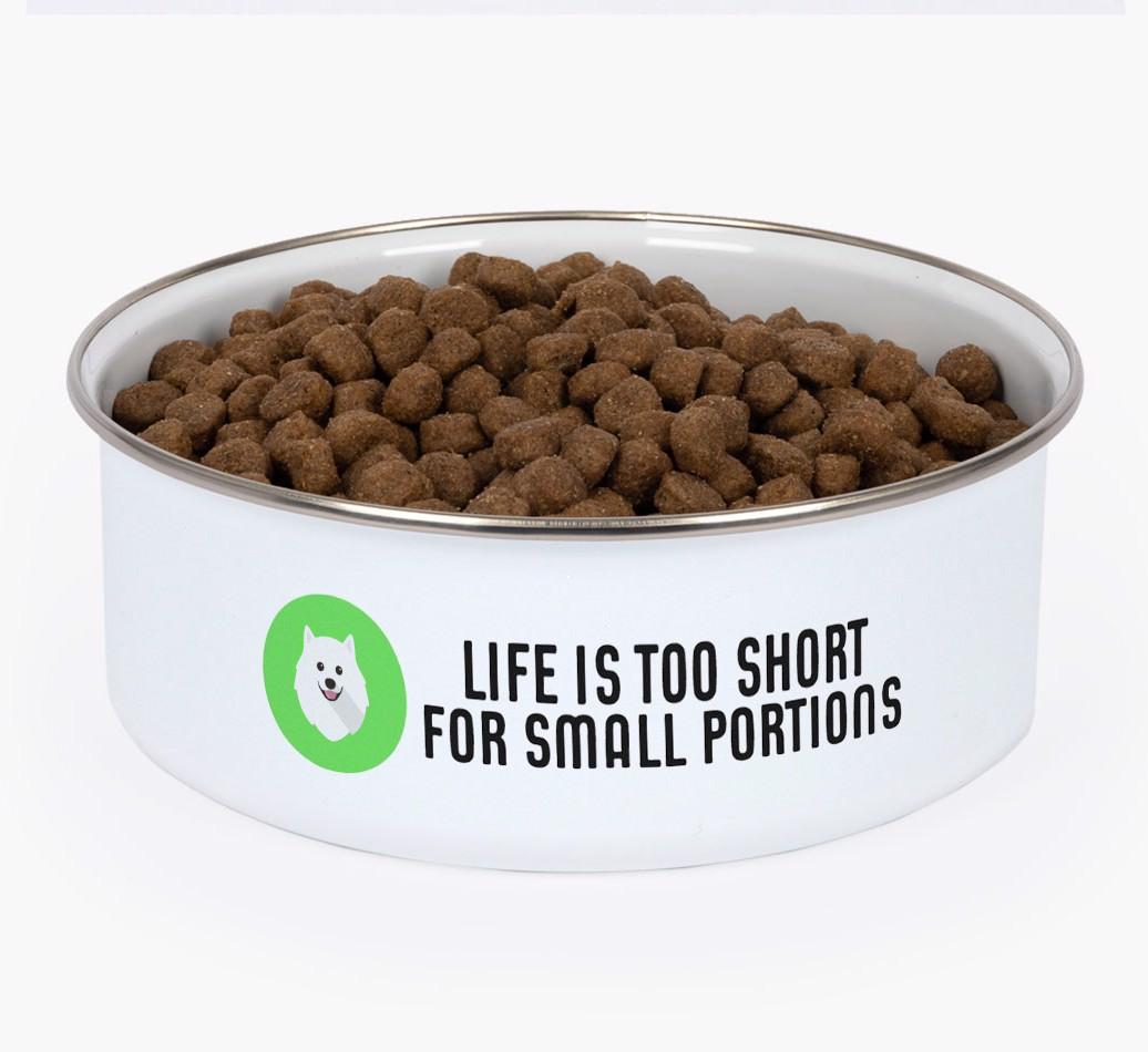 Life Is Too Short: Personalized {breedFullName} Enamel Dog Bowl