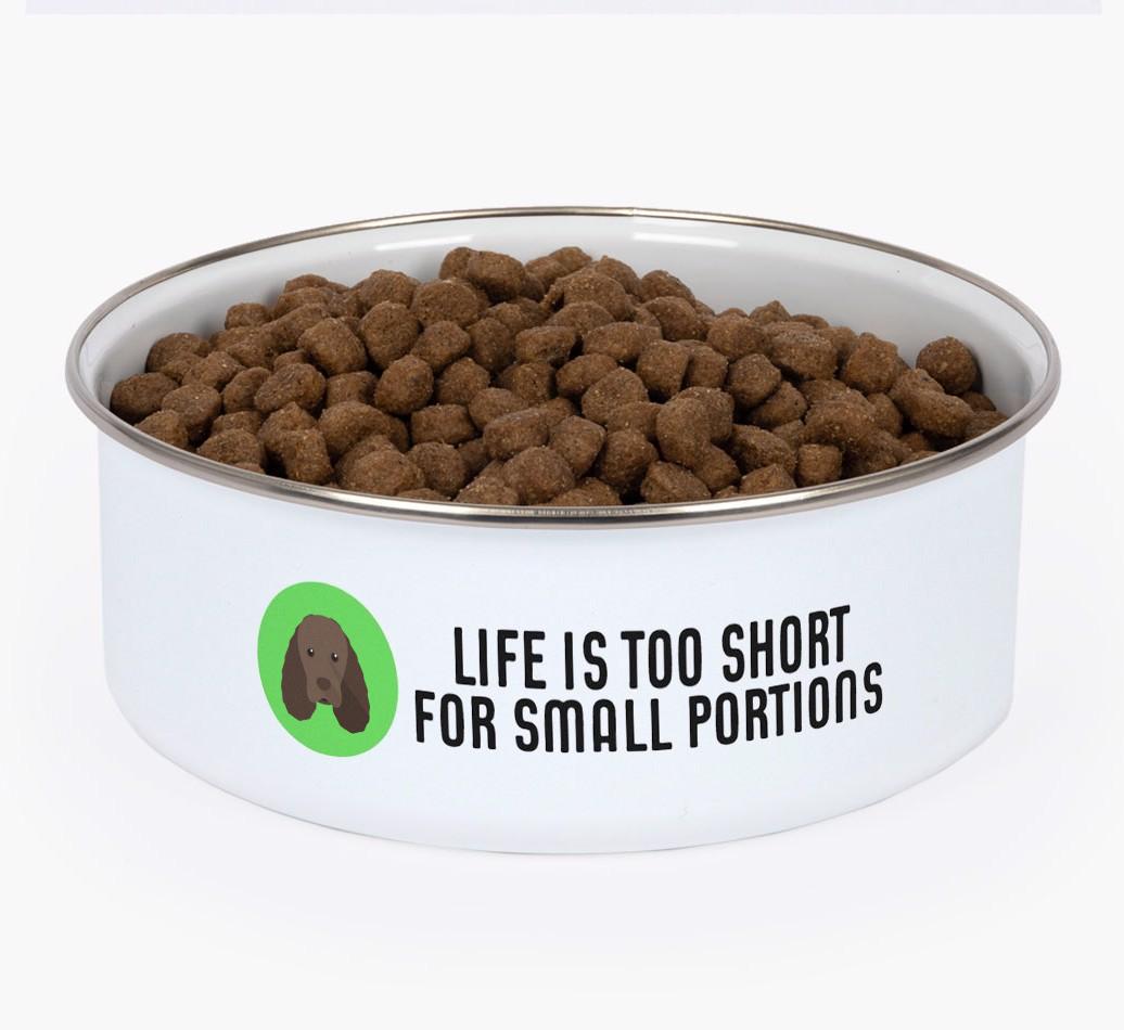 Life Is Too Short: Personalized {breedFullName} Enamel Dog Bowl