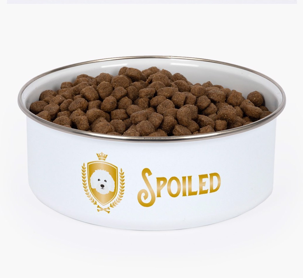 Spoiled: Personalised {breedFullName} Enamel Dog Bowl