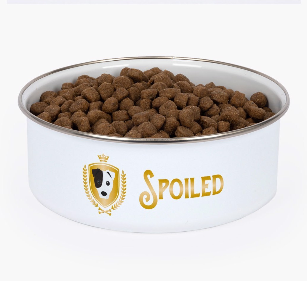 Spoiled: Personalised {breedFullName} Enamel Dog Bowl