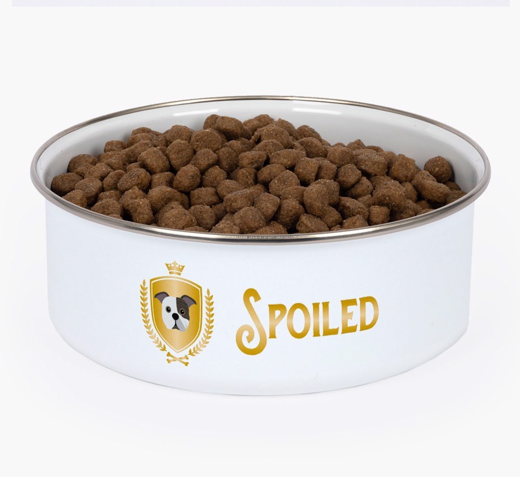 Spoiled: Personalised {breedFullName} Enamel Dog Bowl