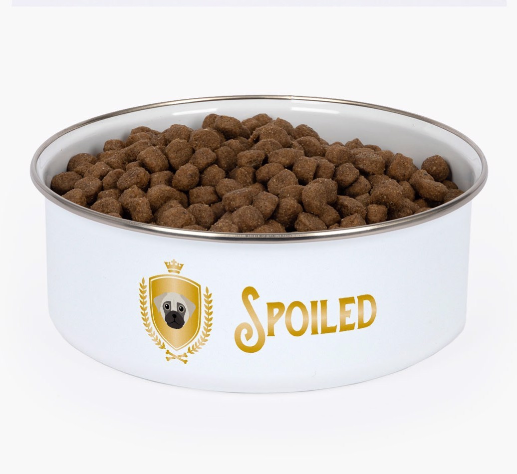 Spoiled: Personalised {breedFullName} Enamel Dog Bowl
