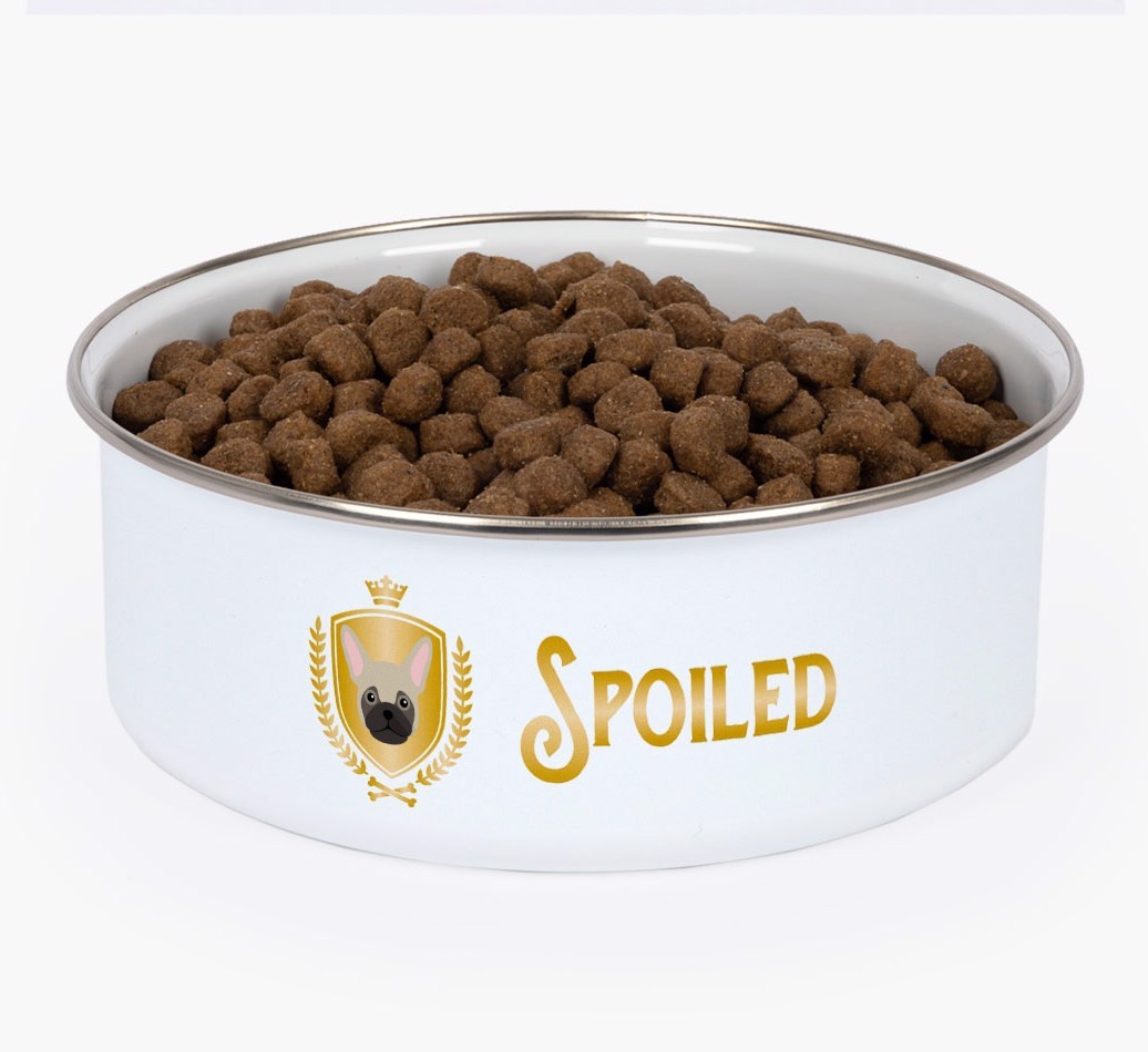 Spoiled: Personalised {breedFullName} Enamel Dog Bowl
