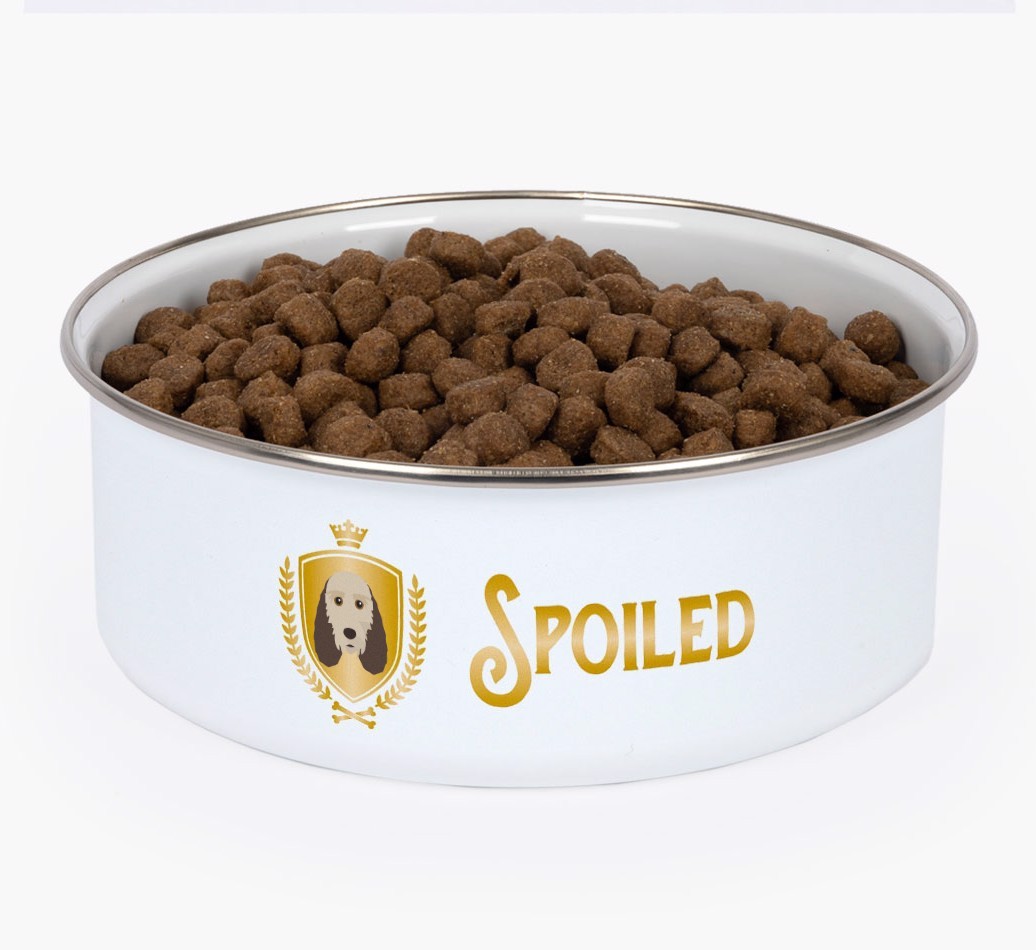 Spoiled: Personalised {breedFullName} Enamel Dog Bowl