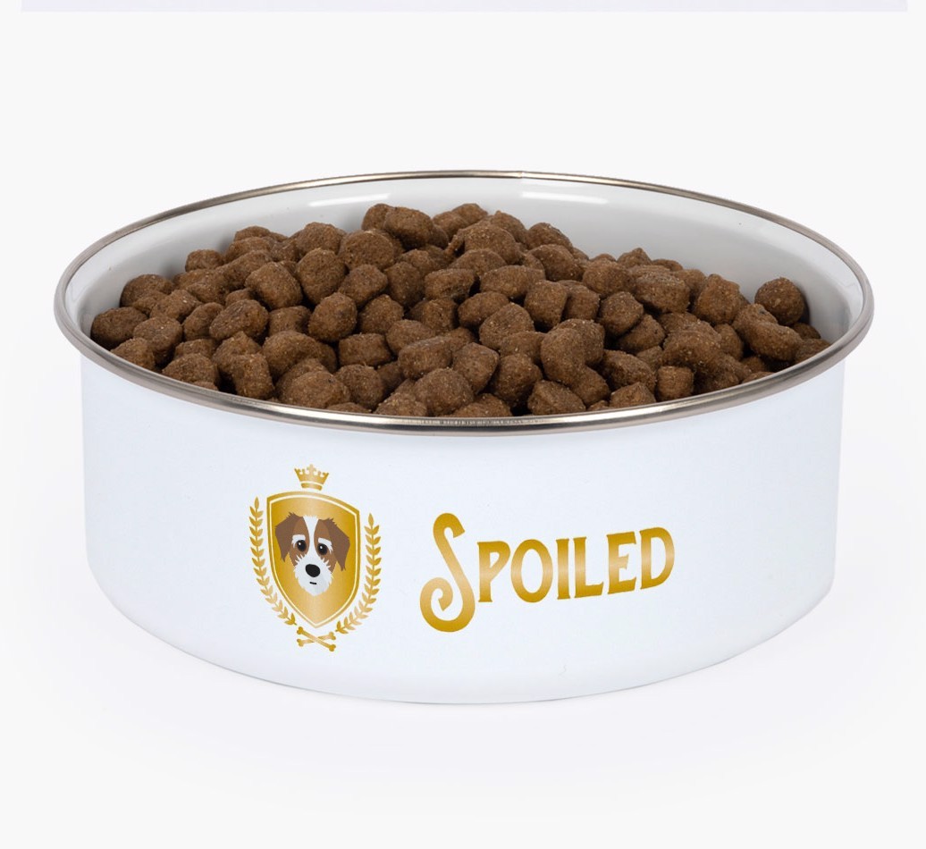 Spoiled: Personalised {breedFullName} Enamel Dog Bowl
