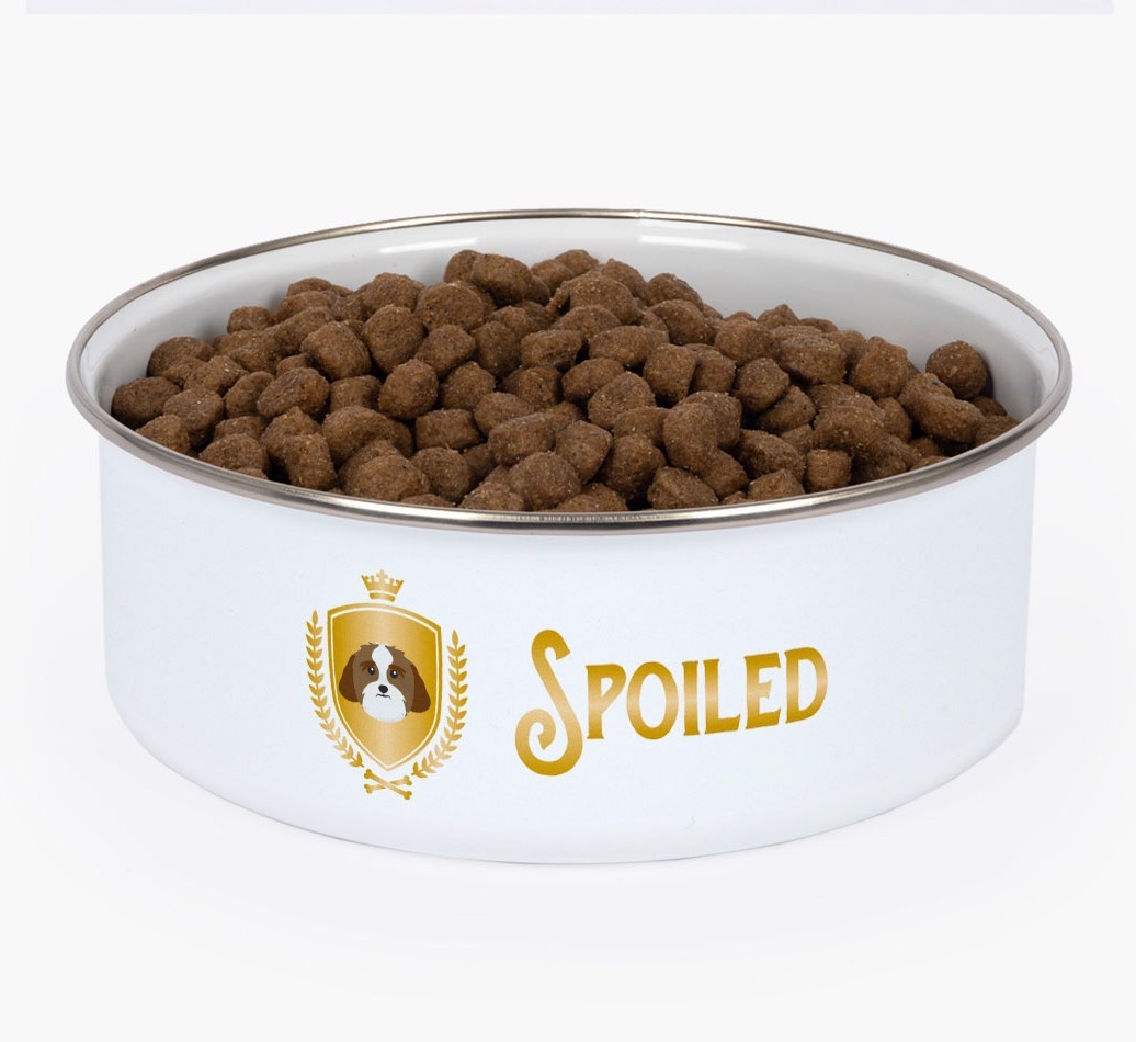 Spoiled: Personalised {breedFullName} Enamel Dog Bowl