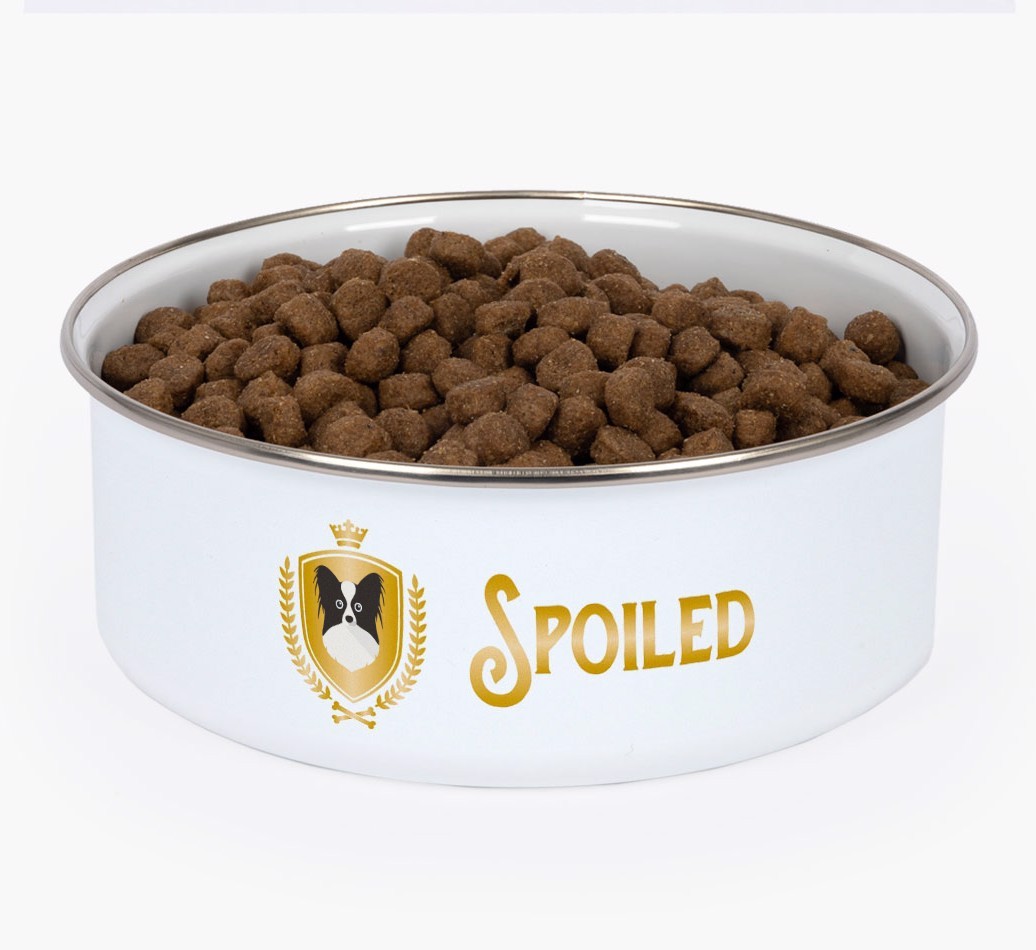 Spoiled: Personalised {breedFullName} Enamel Dog Bowl