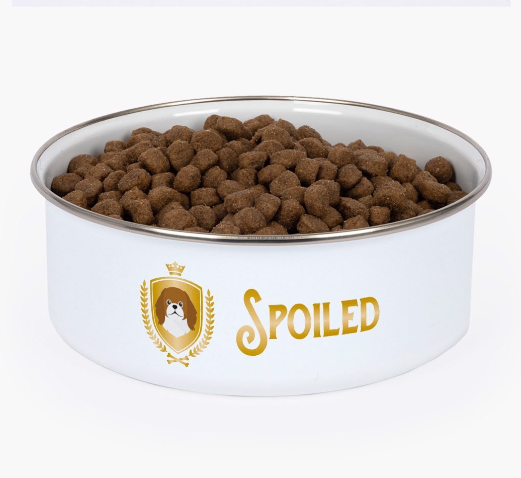 Spoiled: Personalized {breedFullName} Enamel Dog Bowl