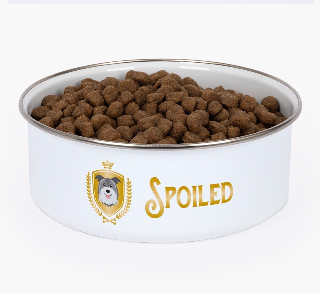 Spoiled: Personalised {breedFullName} Enamel Dog Bowl