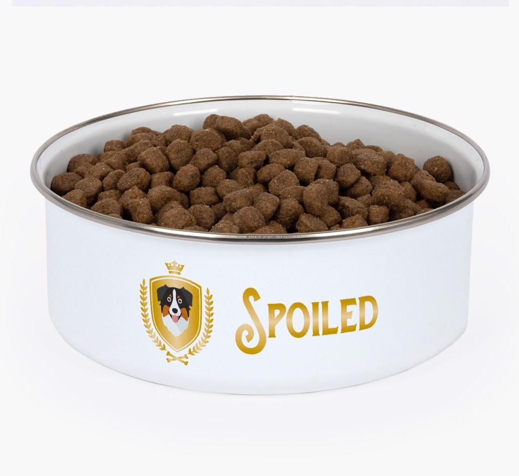 Spoiled: Personalized {breedFullName} Enamel Dog Bowl