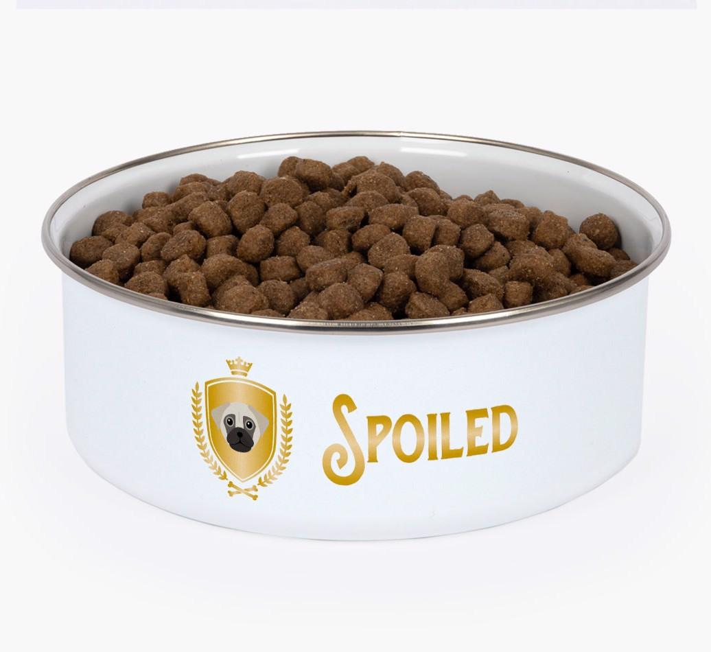 Spoiled: Personalized {breedFullName} Enamel Dog Bowl