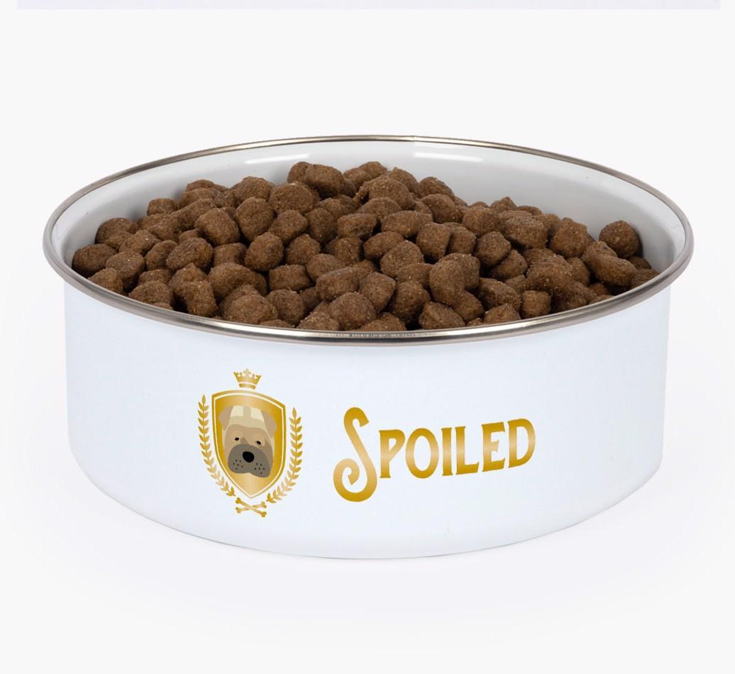 Spoiled: Personalized {breedFullName} Enamel Dog Bowl