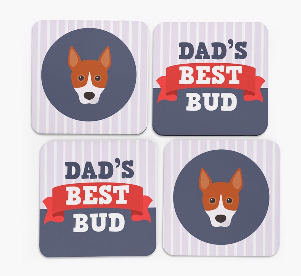 Dad's Best Bud: Personalized {breedFullName} Coasters
