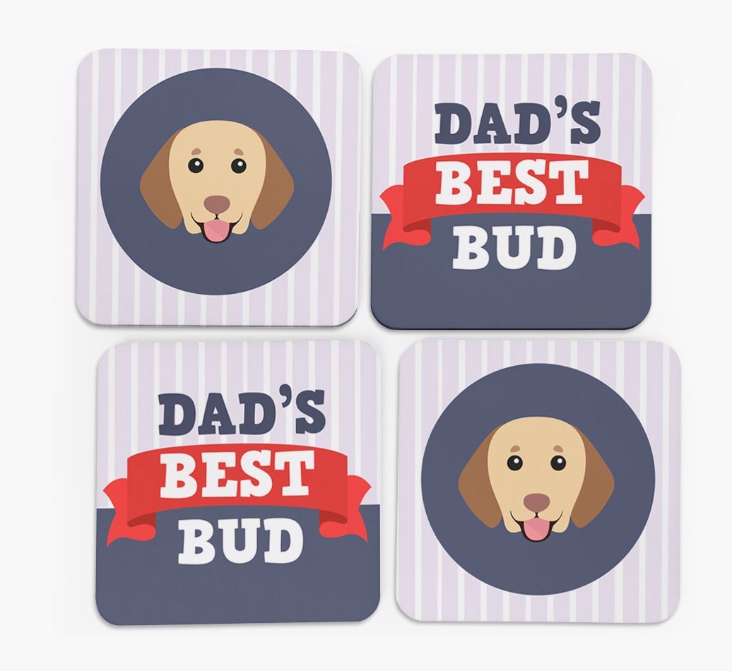 Dad's Best Bud: Personalized {breedFullName} Coasters