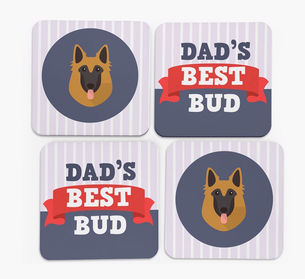 Dad's Best Bud: Personalized {breedFullName} Coasters