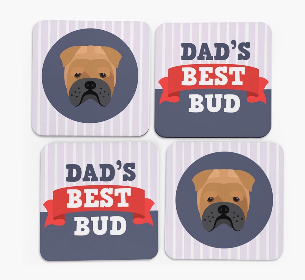 Dad's Best Bud: Personalized {breedFullName} Coasters