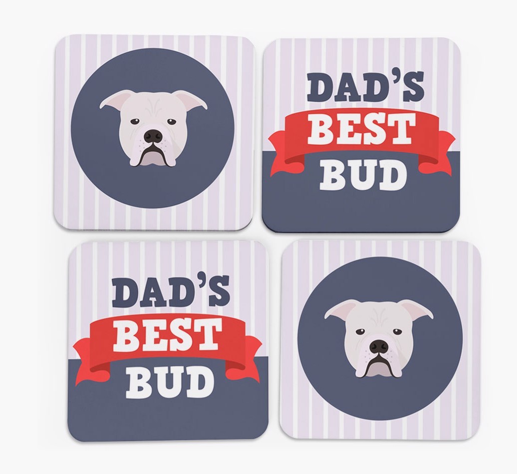 Dad's Best Bud: Personalized {breedFullName} Coasters