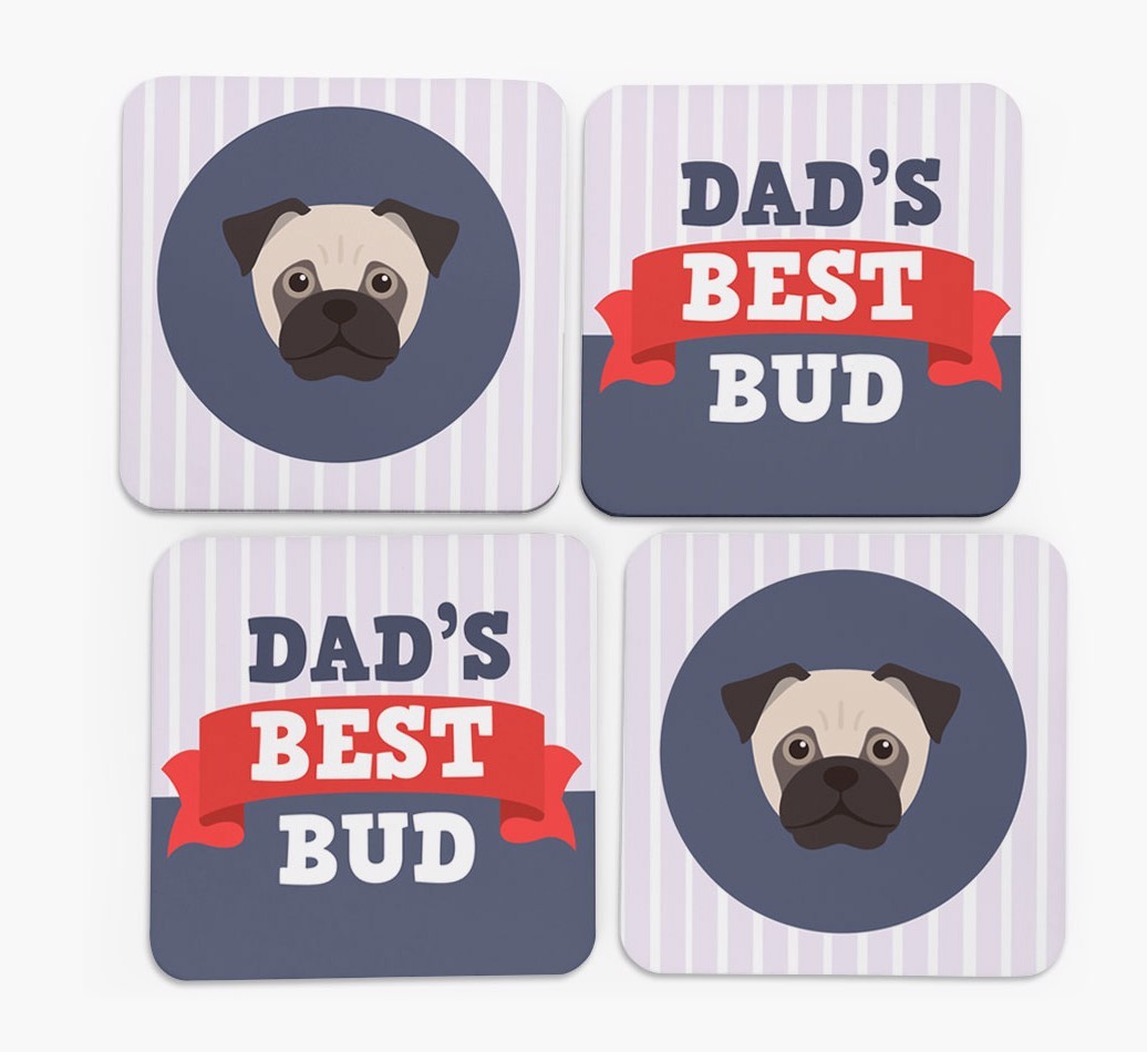 Dad's Best Bud: Personalized {breedFullName} Coasters