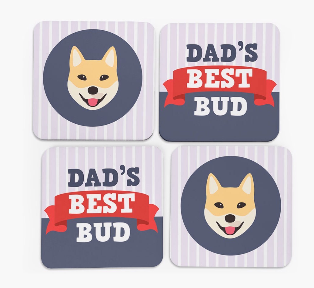 Dad's Best Bud: Personalized {breedFullName} Coasters