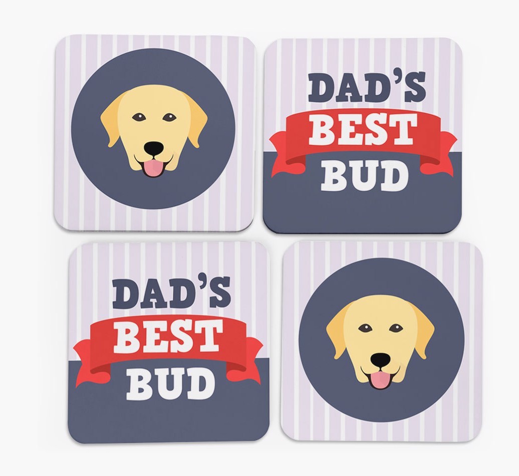 Dad's Best Bud: Personalized {breedFullName} Coasters