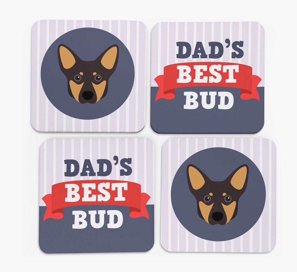 Dad's Best Bud: Personalized {breedFullName} Coasters