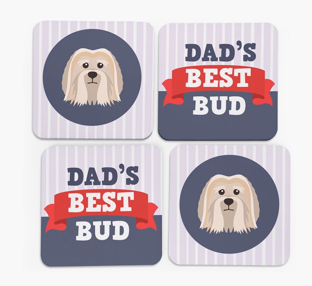 Dad's Best Bud: Personalized {breedFullName} Coasters