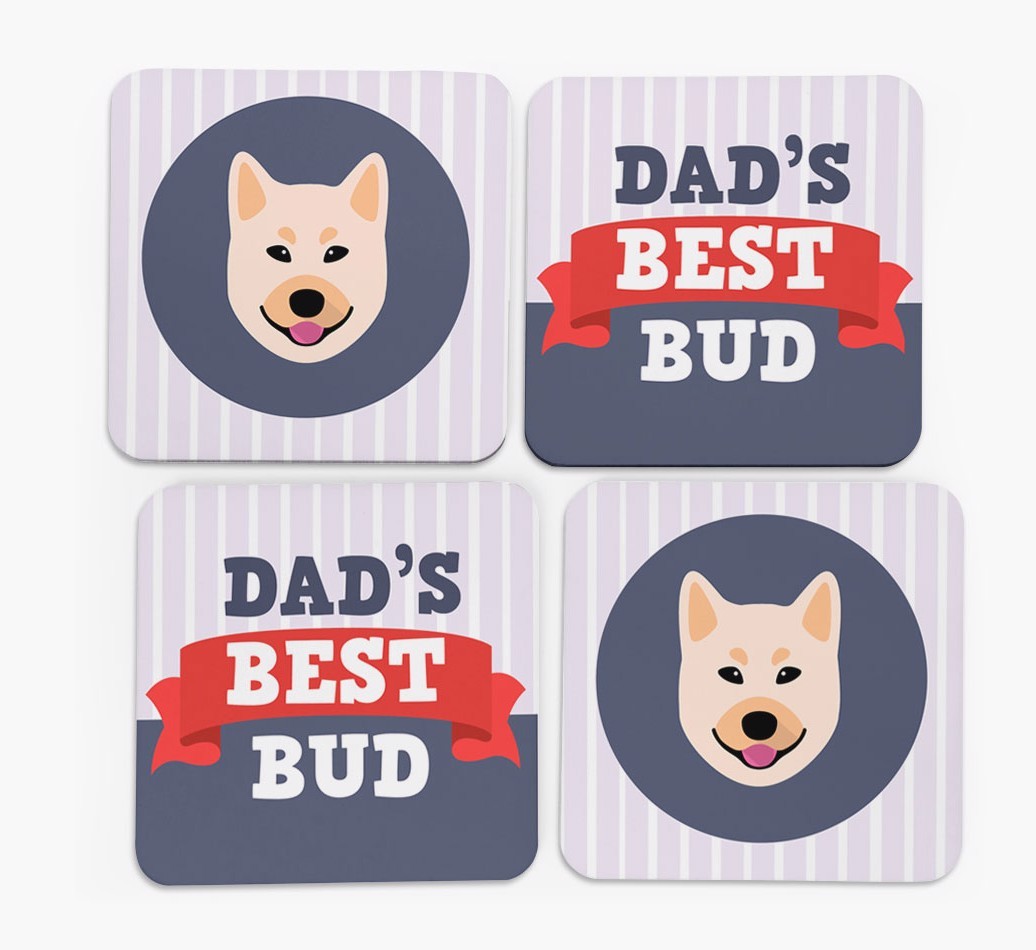 Dad's Best Bud: Personalized {breedFullName} Coasters