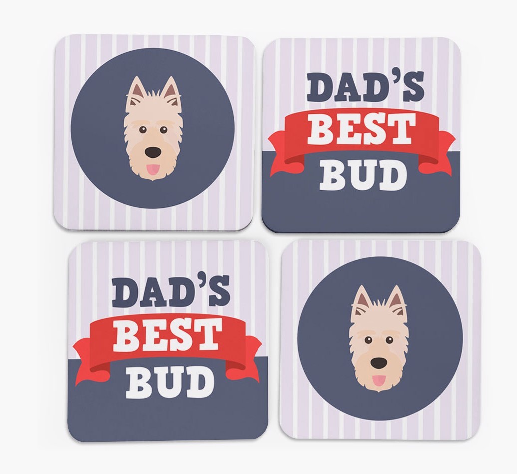 Dad's Best Bud: Personalized {breedFullName} Coasters