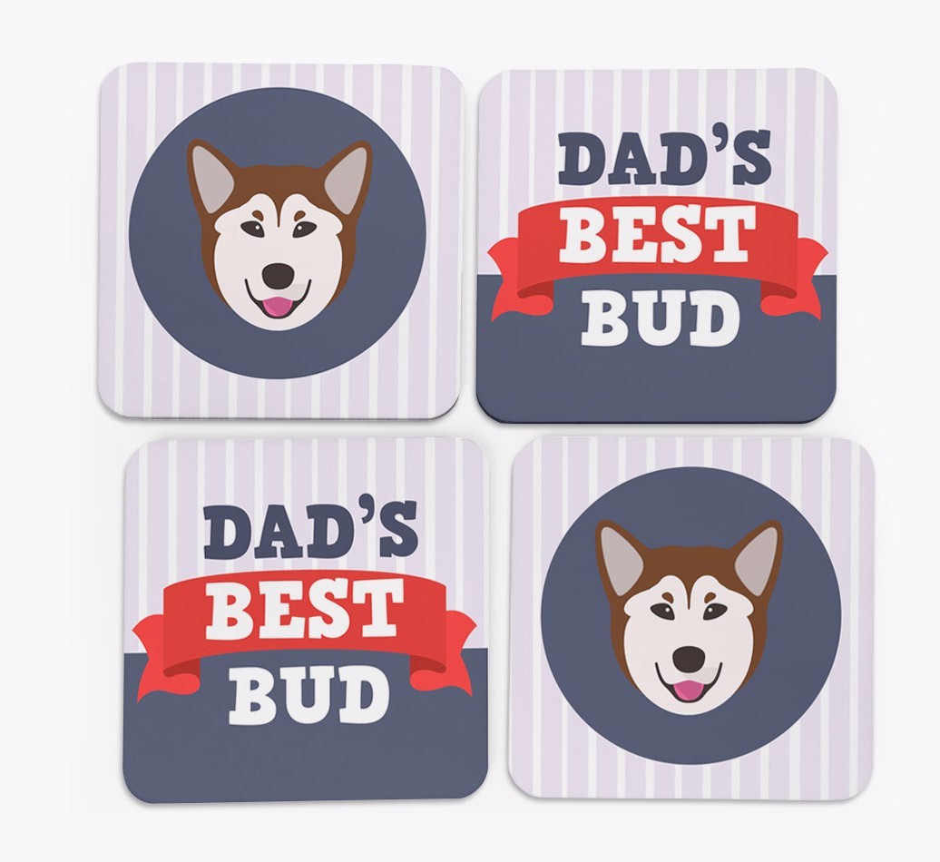 Dad's Best Bud: Personalized {breedFullName} Coasters