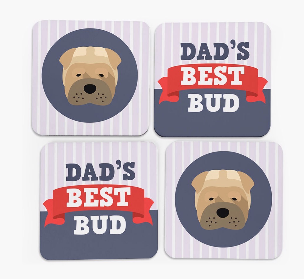 Dad's Best Bud: Personalized {breedFullName} Coasters
