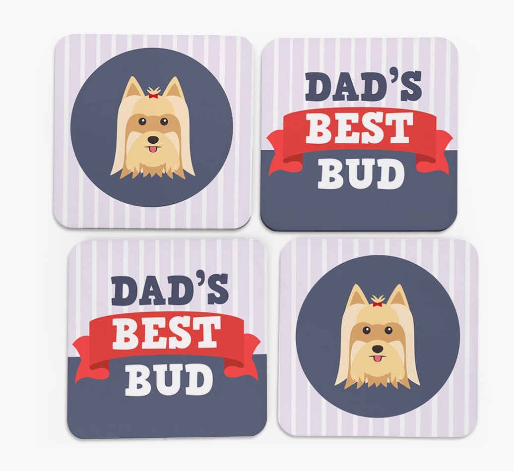 Dad's Best Bud: Personalized {breedFullName} Coasters