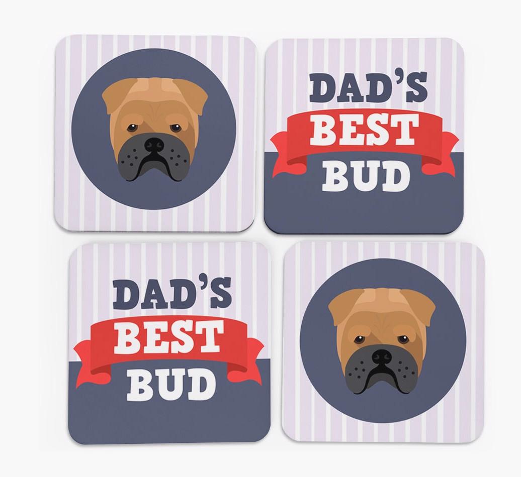 Dad's Best Bud: Personalised {breedFullName} Coasters