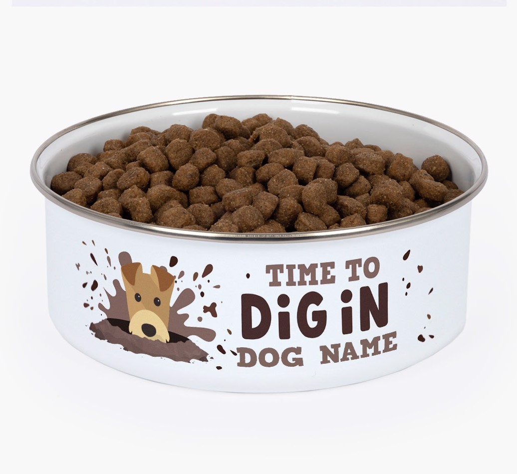 Time To Dig In: Personalised {breedFullName} Enamel Dog Bowl