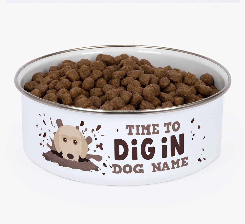 Time To Dig In: Personalised {breedFullName} Enamel Dog Bowl