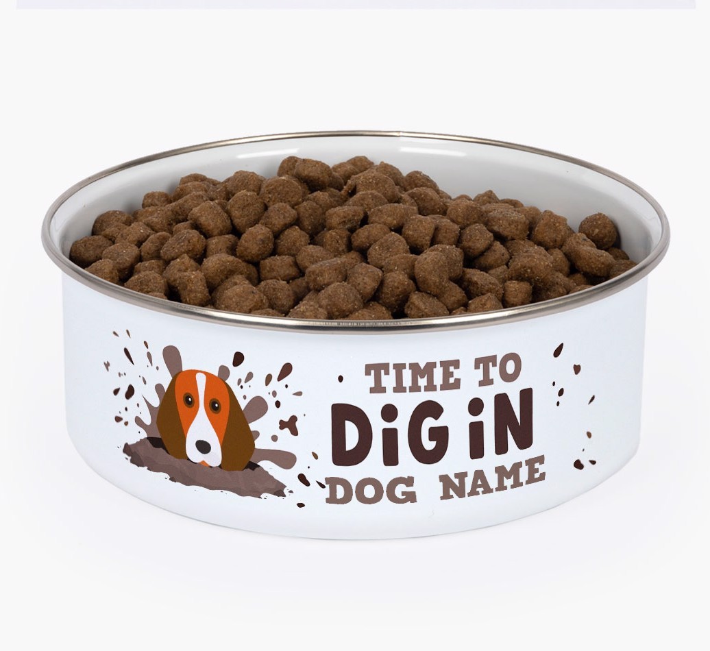 Time To Dig In: Personalised {breedFullName} Enamel Dog Bowl