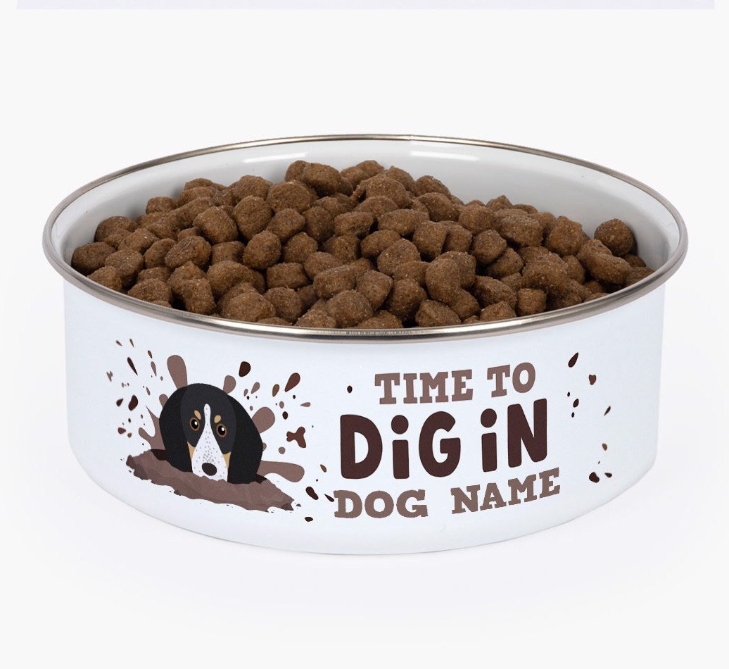 Time To Dig In: Personalised {breedFullName} Enamel Dog Bowl