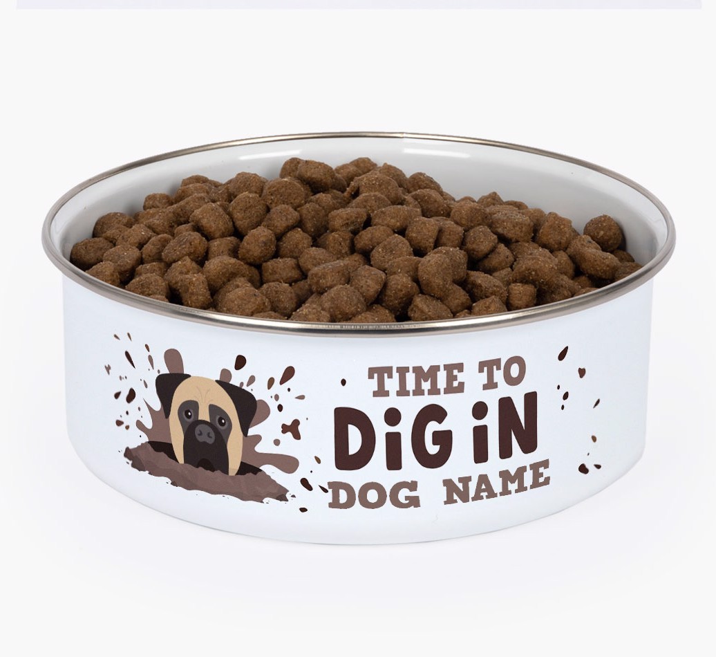 Time To Dig In: Personalised {breedFullName} Enamel Dog Bowl