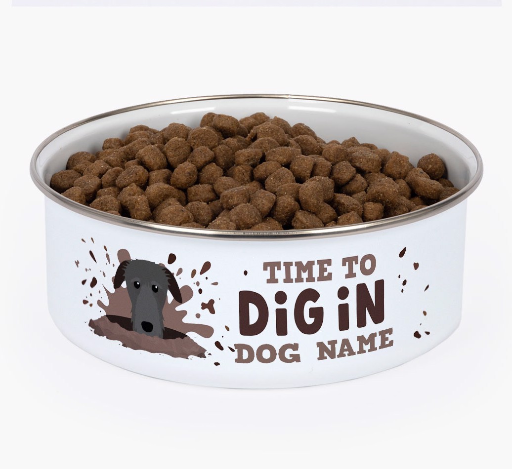 Time To Dig In: Personalised {breedFullName} Enamel Dog Bowl