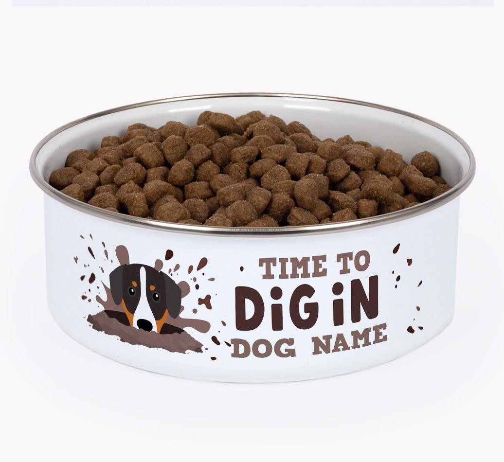 Time To Dig In: Personalised {breedFullName} Enamel Dog Bowl