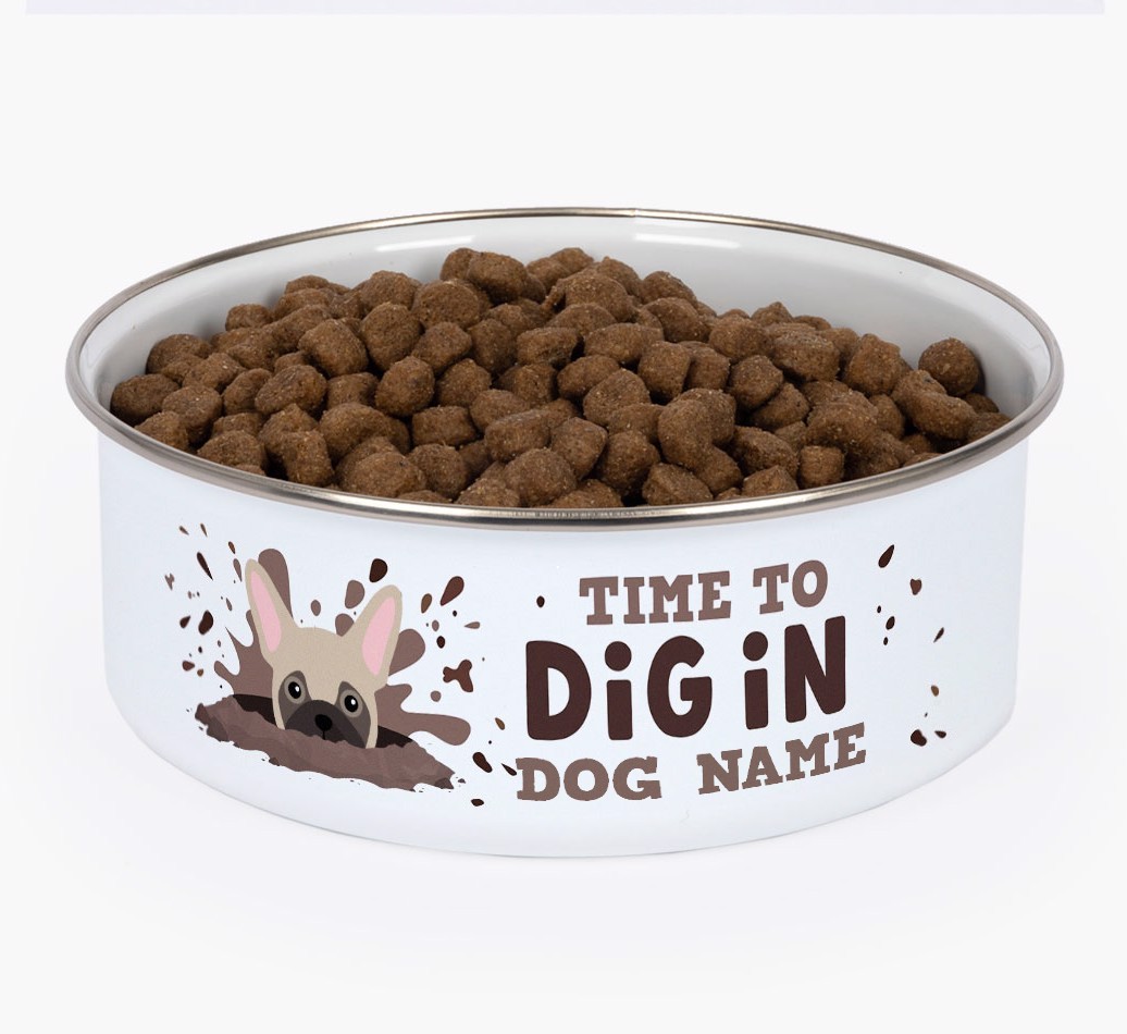 Time To Dig In: Personalised {breedFullName} Enamel Dog Bowl