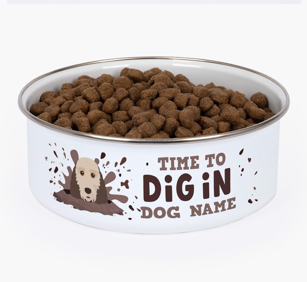 Time To Dig In: Personalised {breedFullName} Enamel Dog Bowl