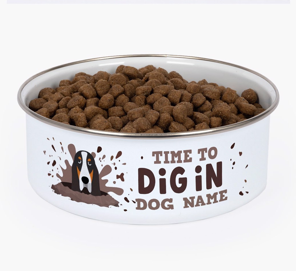 Time To Dig In: Personalised {breedFullName} Enamel Dog Bowl