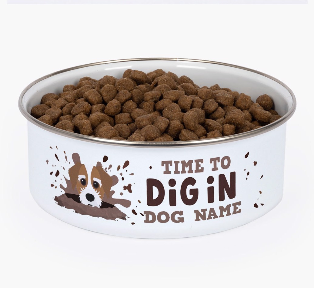 Time To Dig In: Personalised {breedFullName} Enamel Dog Bowl