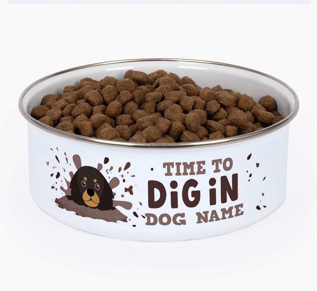Time To Dig In: Personalised {breedFullName} Enamel Dog Bowl