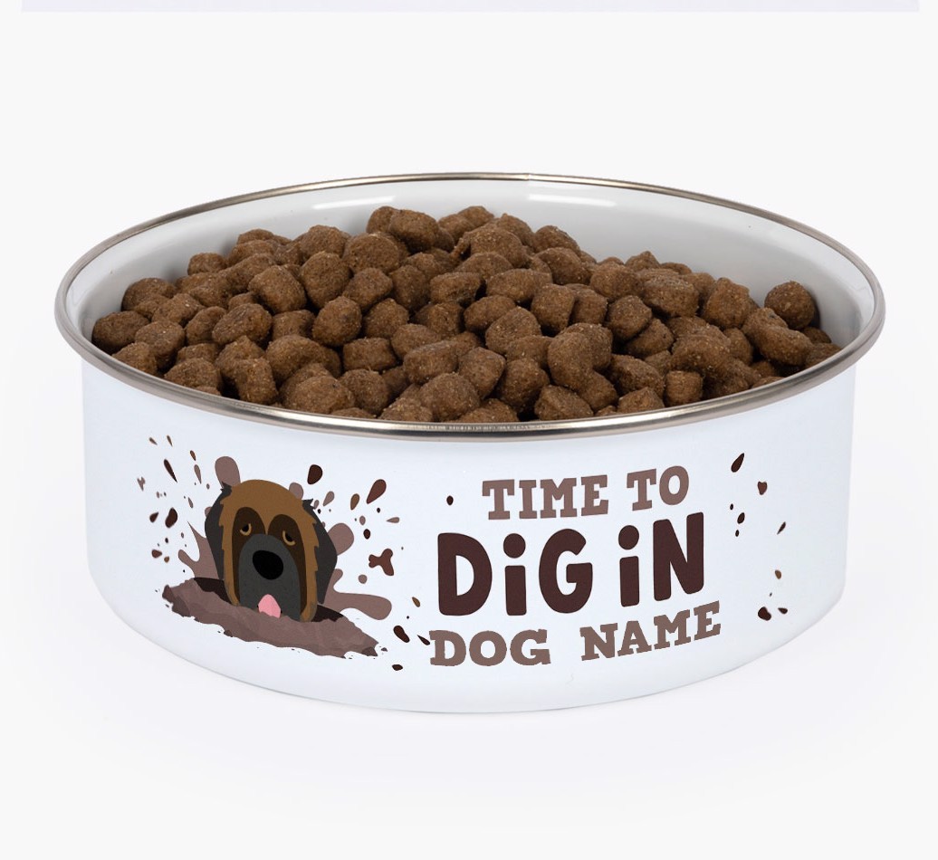 Time To Dig In: Personalised {breedFullName} Enamel Dog Bowl